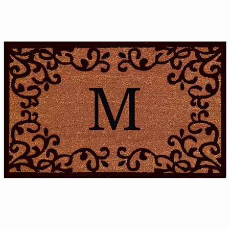 Monogram Door Mat, Natural, Black, 18 in W x 30 in L